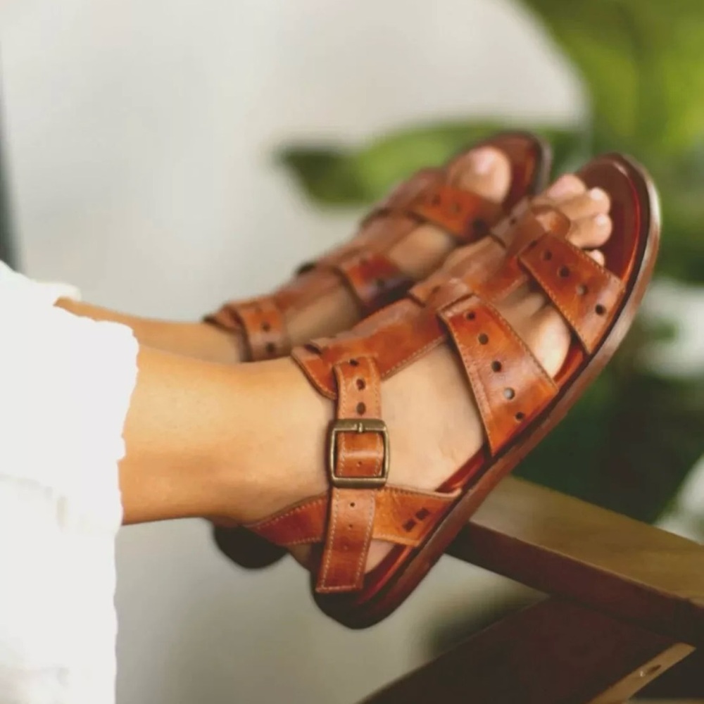 BED|STU Sue Leather Sandals in Pecan Rustic